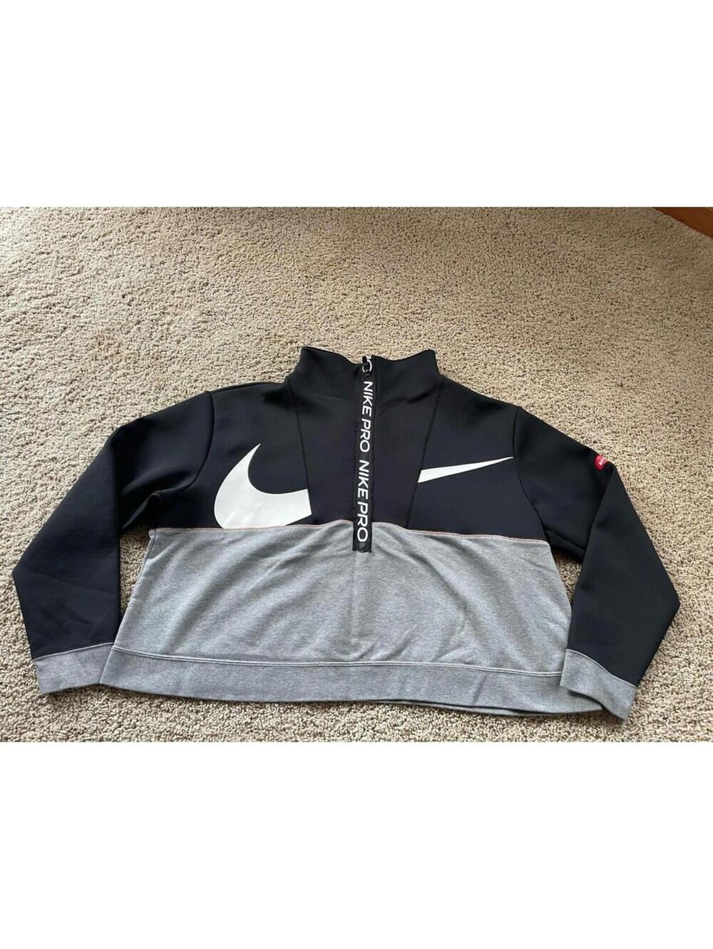 Nike Pro Get Fit Icon Clash Women's Fleece Half-Zip Pullover Cropped Size 2XL